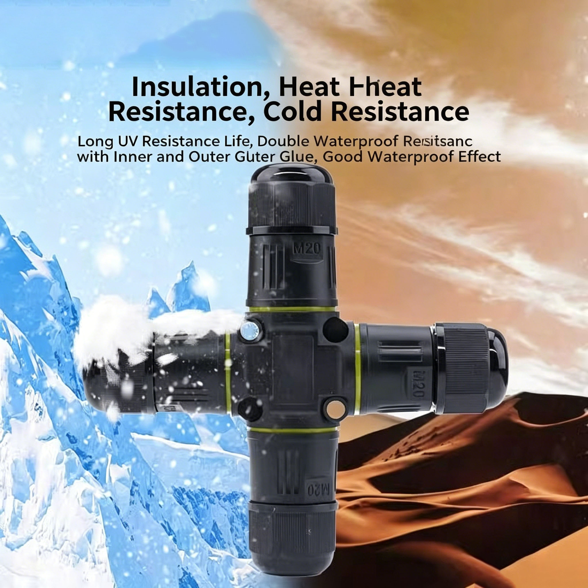 Outdoor Lighting Junction - Водонепроницаемый 4-контактный крестообразный соединитель IP68, 2/3-контактный